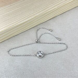 18K Gold Plated S925 Moissanite Diamond Bezel Slider Bracelet